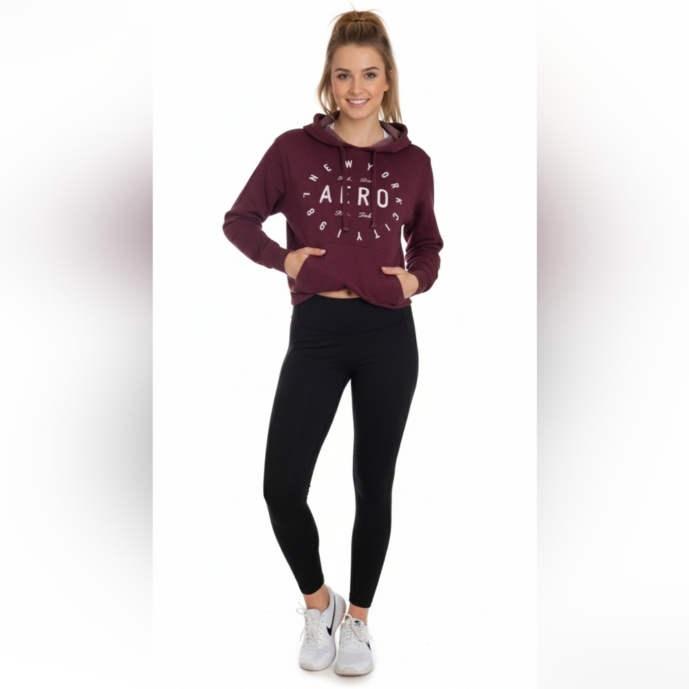 Aeropostale Burgundy New York City Graphic Hoodie - Size Medium